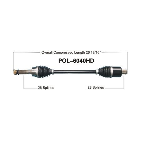 Wide Open Heavy Duty CV Axle for POL HD REAR L/R RANG 570/RZR/900/1000/DIE POL-6040HD